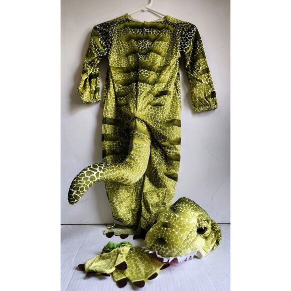 T-Rex Costume Toddler 2T/4T Kids Dinosaur Halloween Green Yellow Jumpsuit - Picture 15 of 16